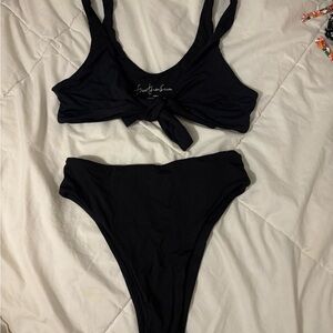 Black Tie-Front Bikini Set